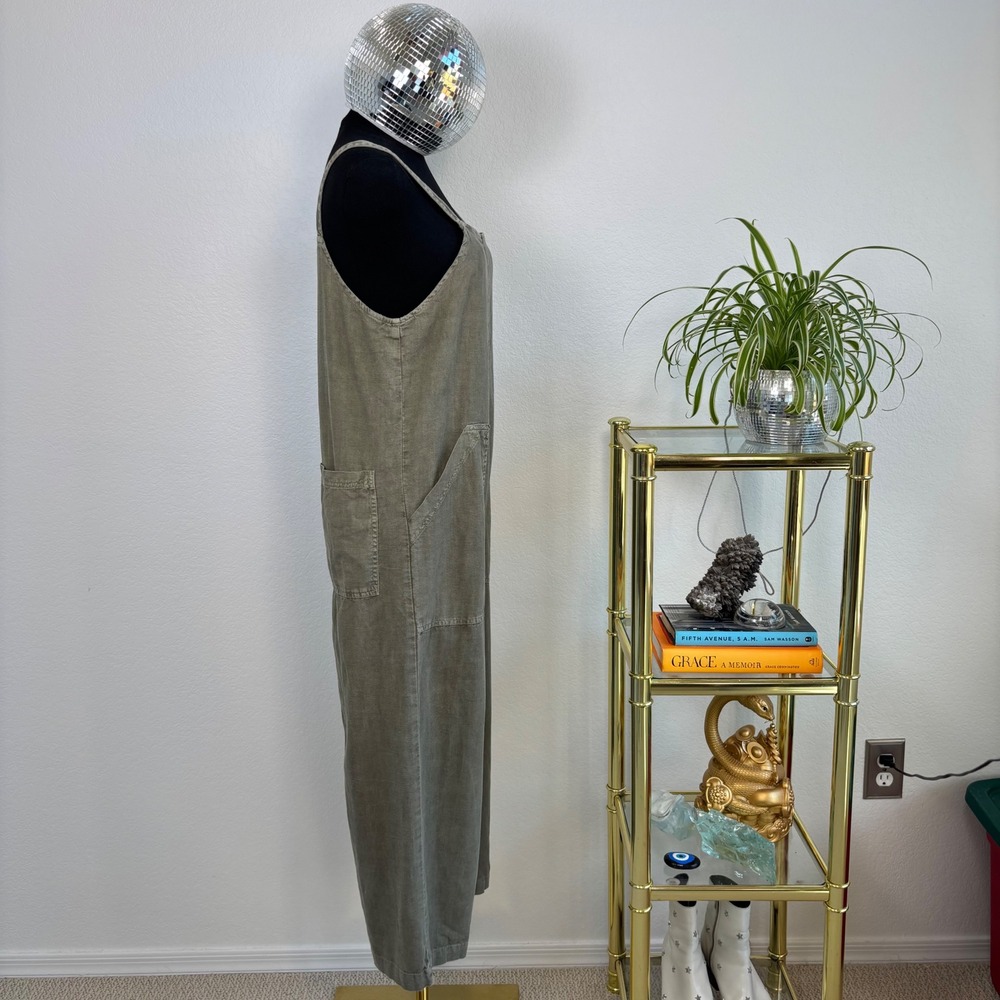 Universal Thread Linen Blend Wide Leg Cropped Jumpsuit XS Olive Green Utility - Picture 4 of 16